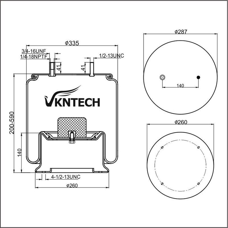 TRAILER AIR SPRING NEWAY 90557125 (AR-80-9) (AR-80-9WST)  Firestone W01-358-9134 1T19L-9 replaced by VKNTECH 1K9134
