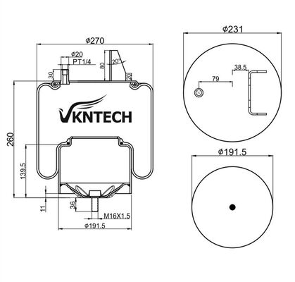 TRUCK KOMERSIAL air spring diganti NISSAN TRL-220SCM VKNTECH 1K6838 untuk truk Jepang NISSAN TRL-220SCM VKNTECH 1K6838