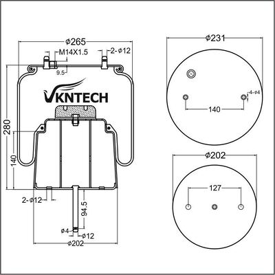 AIR SPRING SCANIA 1440305 492680 Goodyear 556028561 Phoenix 1DF20A-2 REPLACE BY VKNTECH 1K6305