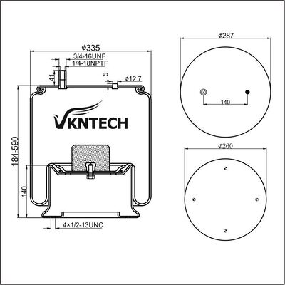 TRAILER AIR SPRING NEWAY 90557163 Contitech 11 10.5-19 A 508 Firestone W01-358-8779 1T19L-9 digantikan oleh VKNTECH 1K8779